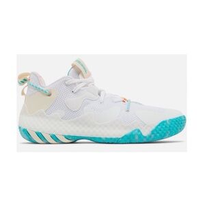 Adidas Vol. 6 Harden The Bahamas White & Teal Lace Up Mid-Top Comfort Sneakers